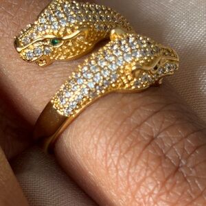 Gold Panther Ring with Crystals beautiful accent piece.